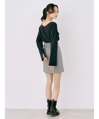 earth music&ecology チェックミニスカート Black