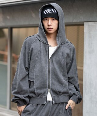 WEGO 【ユニセックス着用ITEM/MLサイズ展開】スウィッチングZIPパーカー ブラックその他