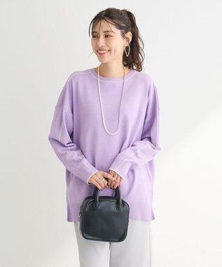 Green Parks アンチピリングライン入りニットプルオーバー Purple