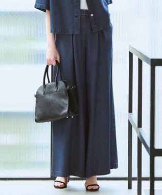 ICB ナチュラルソフトデニム タックワイドパンツ