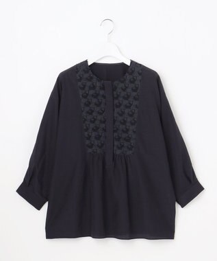 自由区 S シアージオメトリックジャカードプルオーバー ブラウス ネイビー