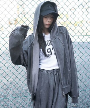 WEGO 【ユニセックス着用ITEM/MLサイズ展開】スウィッチングZIPパーカー ブラックその他