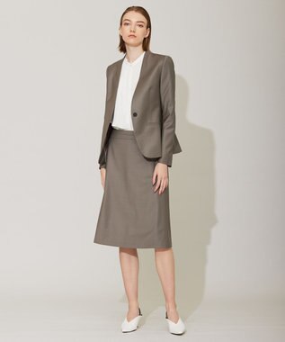 ICB 【洗える】BackSatinAmunzen 5分袖ラッフルデザインブラウス オフホワイト系