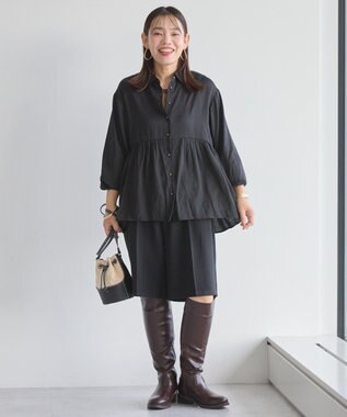 AMERICAN HOLIC サテンティアードブラウス Black