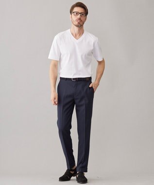 GOTAIRIKU ロングセラー【洗える/折り目加工/シワになりにくい/ウエストアジャスター】ウォッシャブル サマーウール100％パンツ_限定色(ノータック)23/24年モデル ネイビー系8