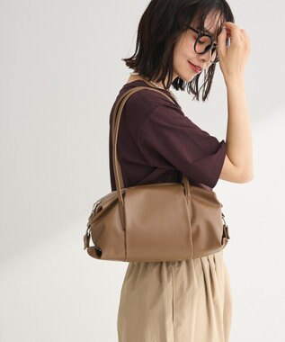 Green Parks スクエアボストンバッグ Brown