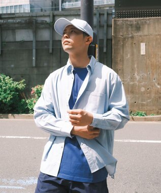 SHARE PARK MENS 【UVカット・撥水・ストレッチ】イージーデニムレギュラーカラーシャツ サックスブルー系