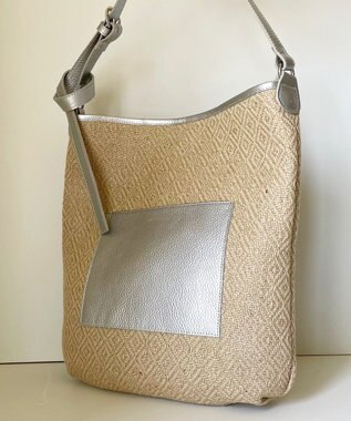 Hekhèr Le Style de Vie 【日本製 / A4サイズ対応 / 3WAY】ジュート×牛革 ショルダーバッグ large シルバー