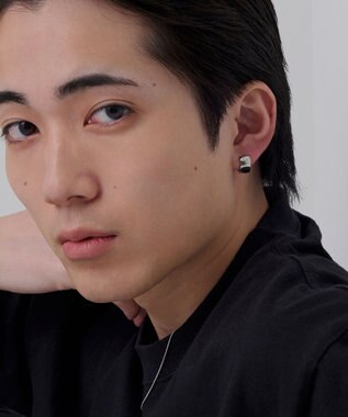 Phoebe 【金属アレルギー対応】ワンタッチワイドフープミニピアス(片耳)/サージカルステンレス シルバー シルバー