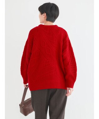 AMERICAN HOLIC パッチワークケーブルニットチュニック Red