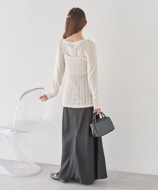 earth music&ecology 【予約】透かし編みニットキャミビスチェ アイボリー