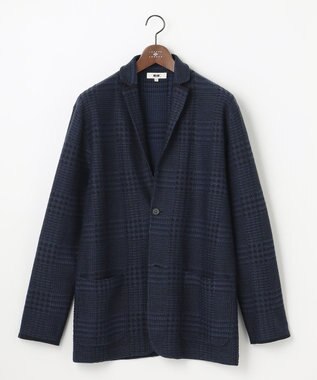 JOSEPH ABBOUD 【キングサイズ・驚きの軽量ウール】KARLKARL チェック柄 ニットジャケット ダルブルー系4