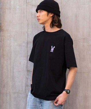 WEGO 【MLサイズ展開/綿100%】グラフィックワンポイントT（SS） ブラック