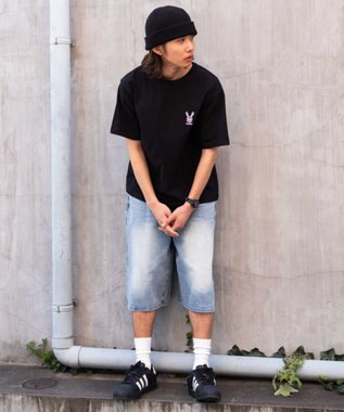 WEGO 【MLサイズ展開/綿100%】グラフィックワンポイントT（SS） ブラック