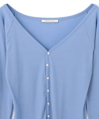 BEIGE， 【洗える・BAILA 10月号掲載】MARINO / 2WAYリブコンパクトカーディガン Sky