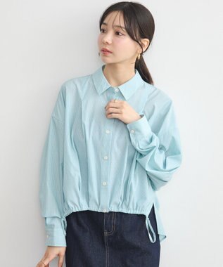 earth music&ecology ＴＲキュプラドロストシャツ Stripe Green