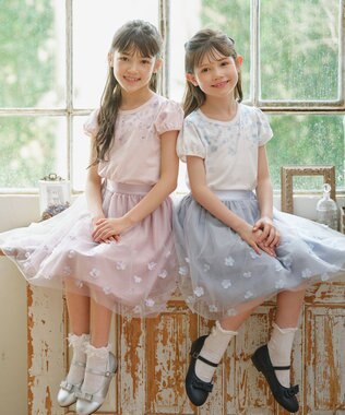 組曲 KIDS 【150-160㎝】ミスティフラワー Tシャツ オフホワイト