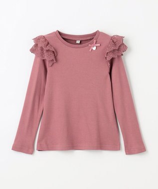 ANY KIDS 袖 レース ガーリー Ｔシャツ ローズピンク