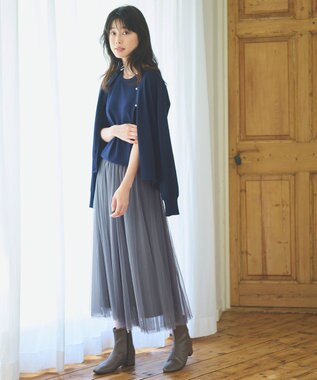 ANY 【ウエストゴム】チュールフレアースカート チャコール