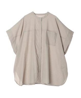 Green Parks 綿麻混ポンチョ風シャツ Gray Beige