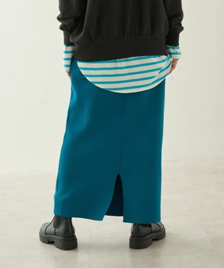 AMERICAN HOLIC ミラノリブニットタイトスカート Blue Green