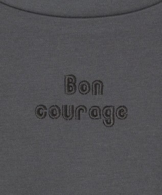 UNFILO L BEAUTY FORM ロゴ刺繍フレンチスリーブTシャツ チャコール[ロゴ小]