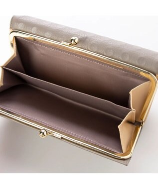 UNBILLION perche 牛革×ハラコ風ドットダブルかぶせ長財布 ライトグレー