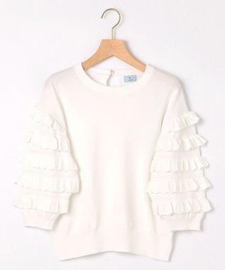 組曲 S 【WEB限定カラーあり】MINA 袖フリルニットプルオーバー アイボリー系
