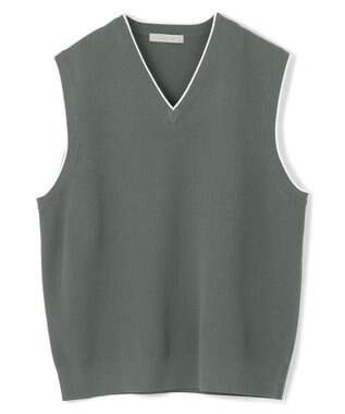 UNFILO MENS スタイリッシュ ニット ベスト カーキ