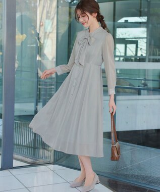 Tiaclasse L 【2WAY取り外しリボン付き】リボンタイラメシフォンワンピース ミント