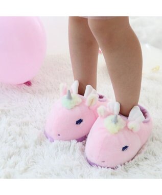 Mother garden マザーガーデン ユニコーン ふわふわ キッズスリッパ  《ピンク》 ピンク