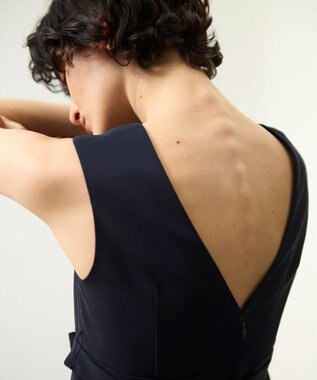 GRACE CONTINENTAL シアーラッフルロングドレス ネイビー