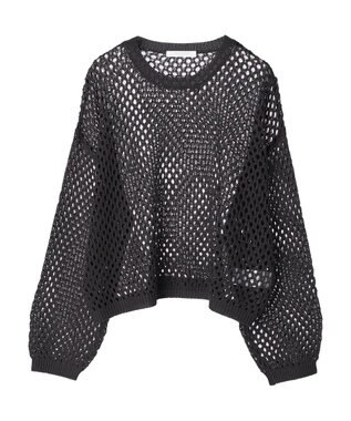 Green Parks メッシュ編みニットプルオーバー Dark Gray