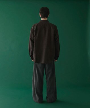 WEGO フェイクスウェードワンポイントBIGシャツ（LS） ブラック中濃色