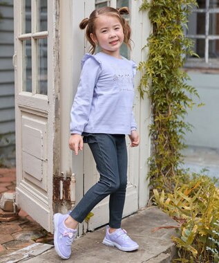 ANY KIDS 【WEB限定】フリル付き総柄レギンス デニム