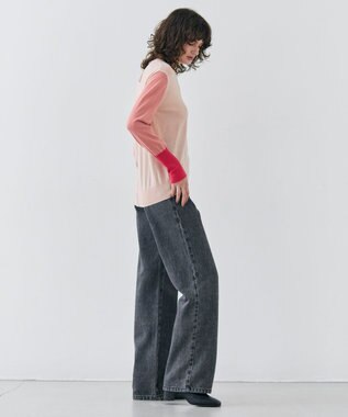 BEIGE， 【洗える】BURNET / カラーミックスVネックトップス Nude×Salmon×Pink