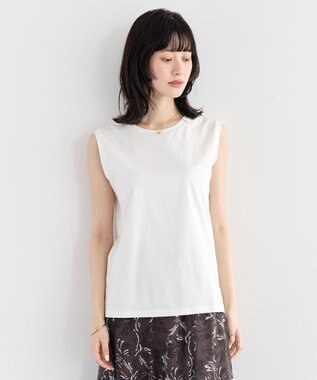 YECCA VECCA コットンスムースノースリーブトップス Off White