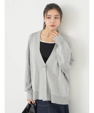 earth music&ecology ＵＶカット加工　ＢＩＧカーディガン Light Gray Mixture