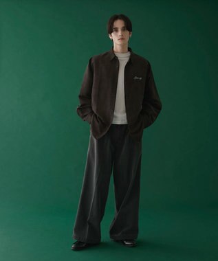 WEGO フェイクスウェードワンポイントBIGシャツ（LS） ブラック中濃色