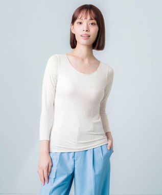 Wing カップ付きインナー あったか素材 ラク きれいなバストシルエット 【シンクロブラトップ】 8分袖 長袖 秋 冬 ET1865 ウイング／ワコール クリーム