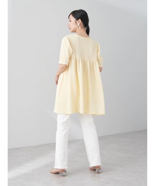 earth music&ecology ジャガードギャザーチュニック Light Beige