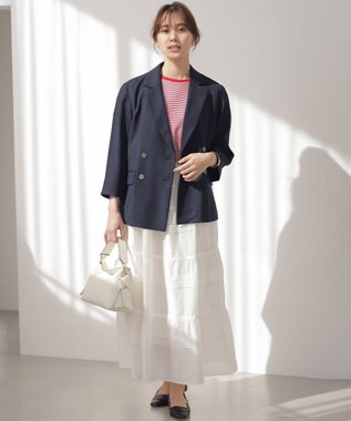 組曲 S GIZAコットンドルマンスリーブ Tシャツ オフ×チェリー系2