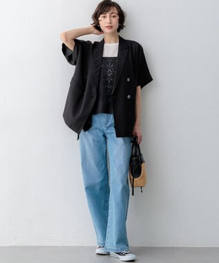 23区 S 【一部先行予約/見上愛さん着用/接触冷感】23区DENIM サマー ストレート ワイド パンツ スカイブルー系