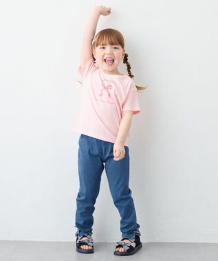 ANY KIDS 【一部店舗/WEB限定】【綿100%】プリント 半袖Tシャツ ピンク×リボン