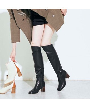 MODE ET JACOMO <MODE ET JACOMO>バック切り替えスクエアトゥロングブーツ ブラック