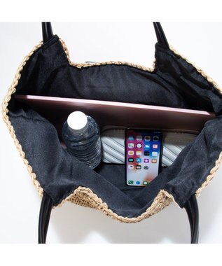 UNBILLION カシュカシュ cachecache / ベルトフラップクロッシェトート カゴバッグ ブラック