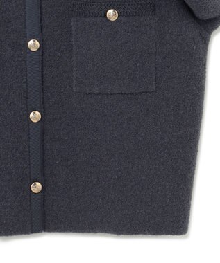 23区 S 【洗える】ミニブークレニット カーディガン ダルブルー系