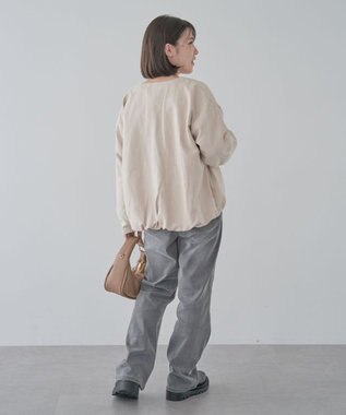 Green Parks ノーカラータックスウェード調ブルゾン Ecru