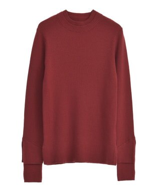 Green Parks ダブルカフスモックネック配色ニット Red