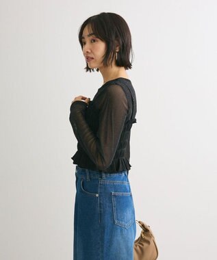 Green Parks ＳＥＴ２点　シャーリングビスチェ＋メッシュインナー Black